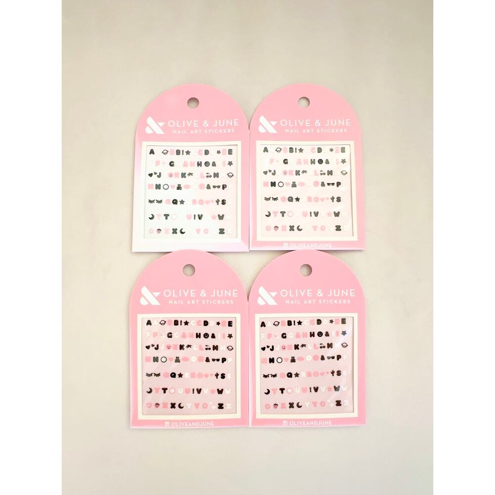 Olive & June Nail Art Stickers Say It With Bubble Letters Lot of 4 Packs NWT
